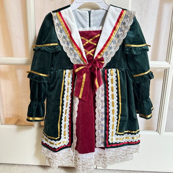 Christmas Princess Dress-Victorian Holiday Costume for Girls-Velvet & Lace 6~8T - Picture 1 of 4